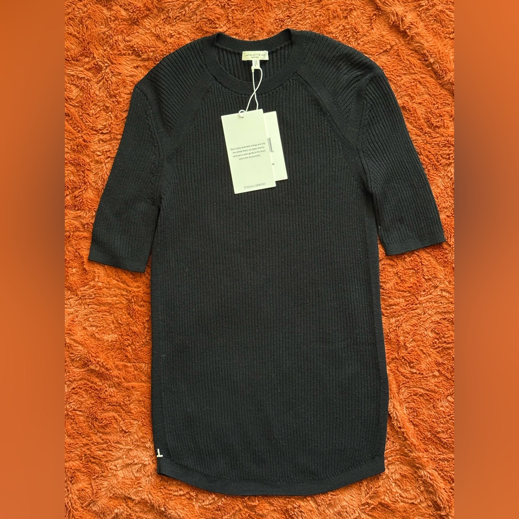Nwt Lafayette 148 New York Ribbed Short Sleeve Crew Neck Top Size Medium
